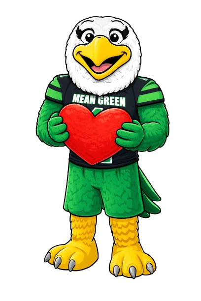 Scrappy mascot with heart